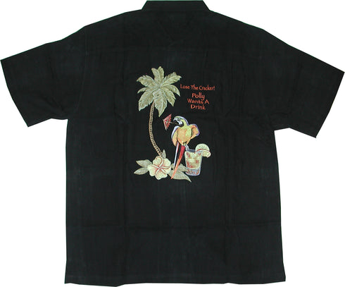Polly Wants a Drink Mens Weekender Embroidered Shirt