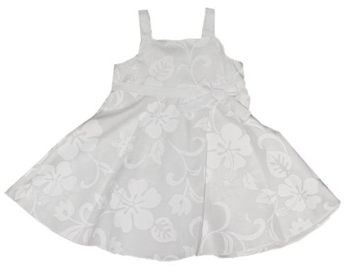 RJC Girls Classic Hibiscus Empire Bow Flare Wedding White Sundress