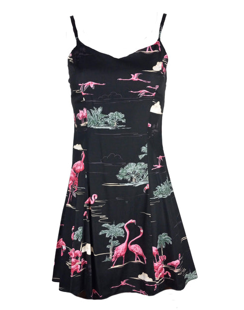 Flamingo Lagoon Women's Princess Seam Flared Hawaiian Dress (Petite Size)