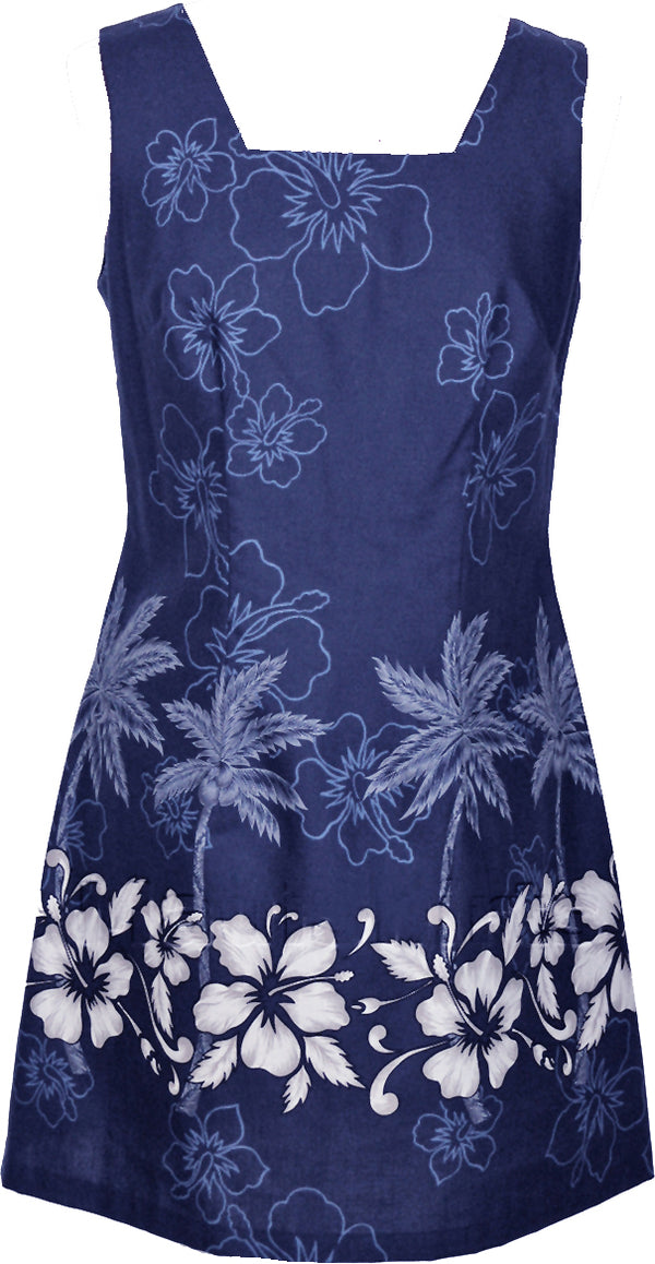 Hibiscus Bottom Band Women's A-Line Hawaiian Short Tank Dress
