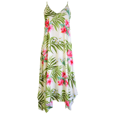 Pale Hibiscus Orchid Maxi Scarf Hawaiian Hem Dress