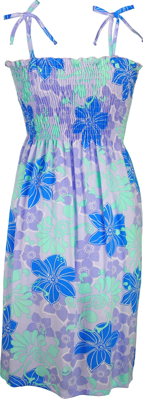 Pastel Floral Women's Hawaiian Smocked Dress