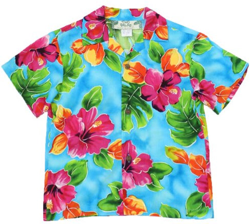Two Palms Boy's Hibiscus Watercolor Rayon Shirt