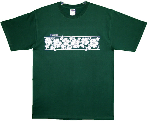 Hibiscus Chest Band Screenprinted Hawaiian T-Shirt