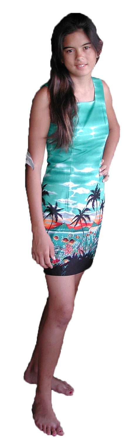 Women’s A-Line Dress – Ocean's Below Border Print – Slimming Bodice