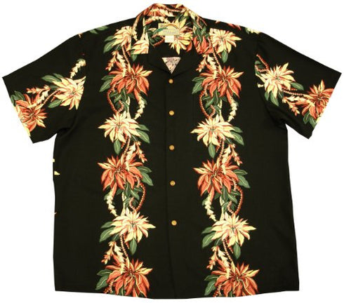 Paradise Found Mens Christmas Poinsettia Panel Shirt