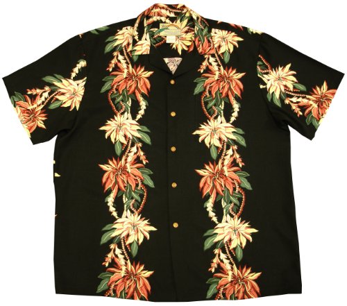 Paradise Found Mens Christmas Poinsettia Panel Shirt