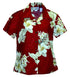 Pacific Legend Women's Plumeria Hibiscus Feather Fern Fitted Shirt