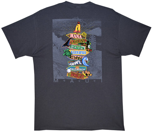 Hawaii Island Signpost Screenprinted Hawaiian T-Shirt