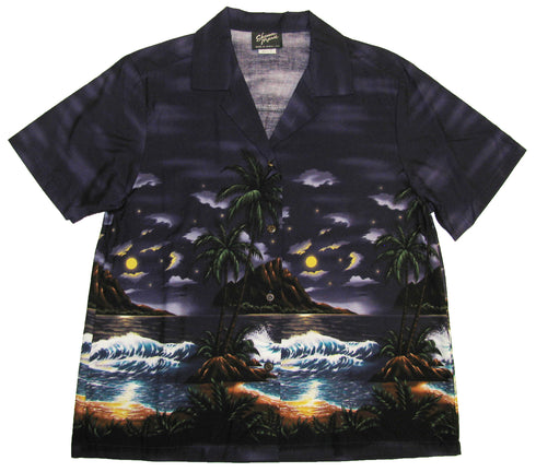 Moonlight Surf Women's Hawaiian Camp Shirt