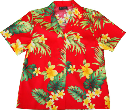 Tropical Summer HIbiscus Women's Hawaiian Camp Shirt