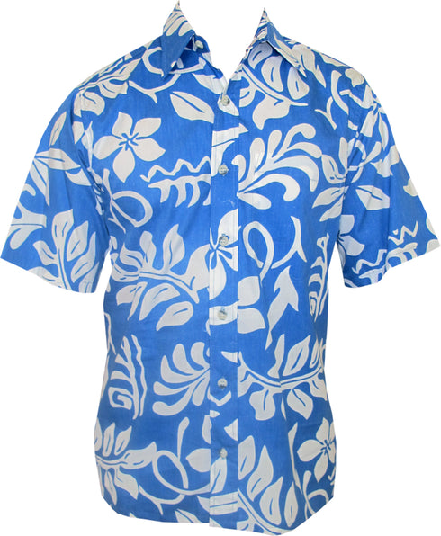 Made in USA - Go Barefoot Men's Lanai Plumeria Reverse Aloha Shirt