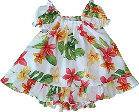 RJC Baby Girls Plumeria Sunshine Puff Sleeve Hawaiian 2pc Dress Set