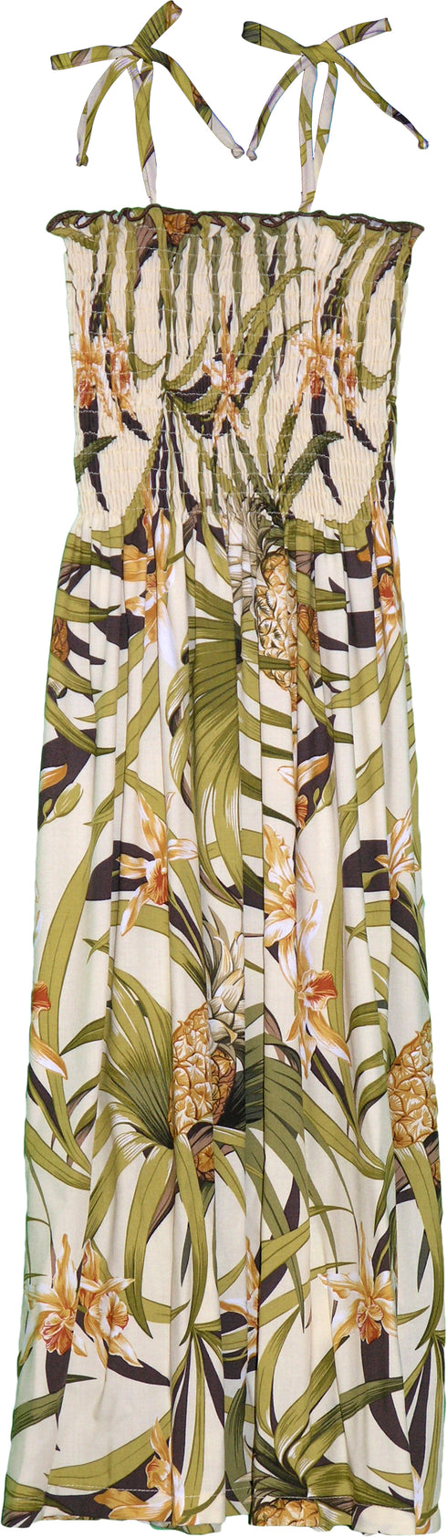 Pineapple Orchid Women's Hawaiian Smocked Dress