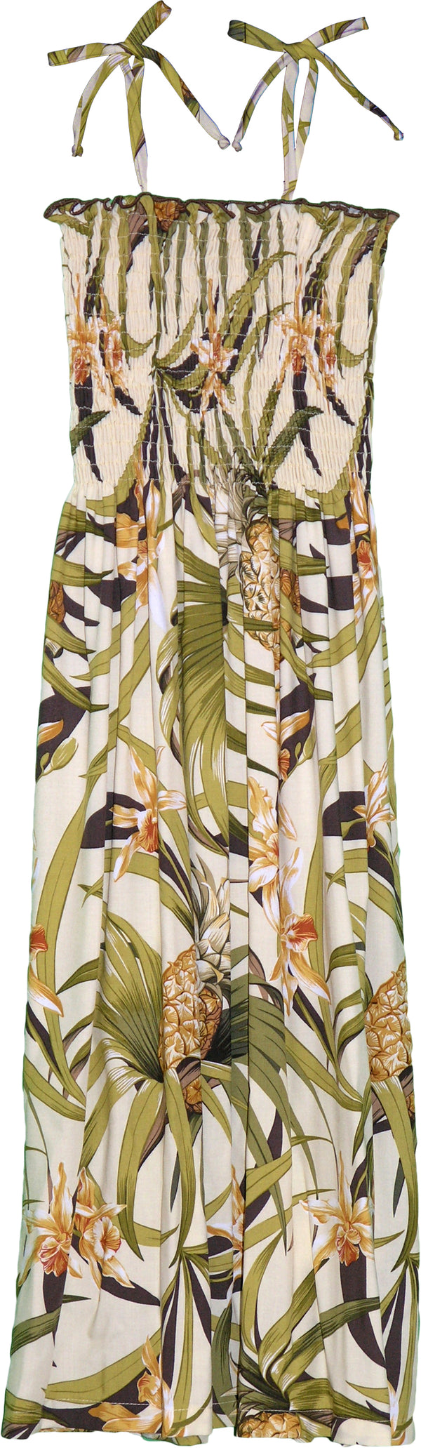 Pineapple Orchid Women's Hawaiian Smocked Dress