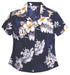Pacific Legend Women's Plumeria Hibiscus Feather Fern Fitted Shirt