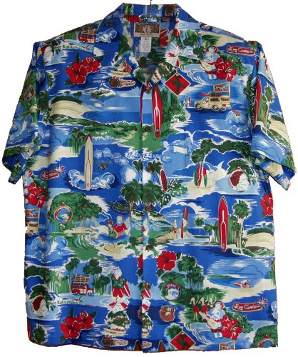 RJC Mens Christmas Hawaiian Style Button Down Shirt