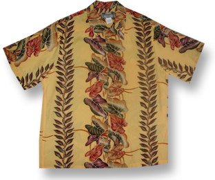 Anthurium Panel Kamehameha Men's Hawaiian Aloha Rayon Vintage Shirt