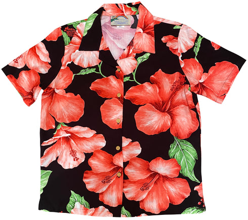 Hibiscus Blossom Women's Hawaiian Camp Shirt