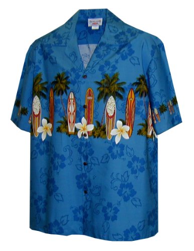 Pacific Legend Mens S to 4X Plumeria Surfboard Chest Band Shirt