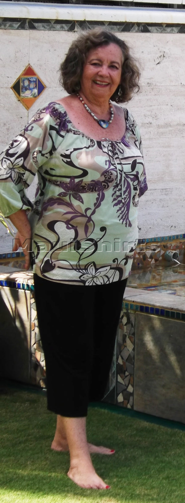 RJC Womens Magical Tropical Trip Peasant Blouse, made in Hawaii