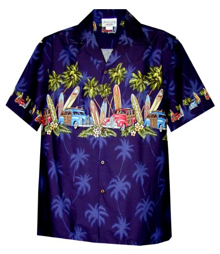 Pacific Legend Mens Old Time Woodie Surfboard Chest Band Shirt