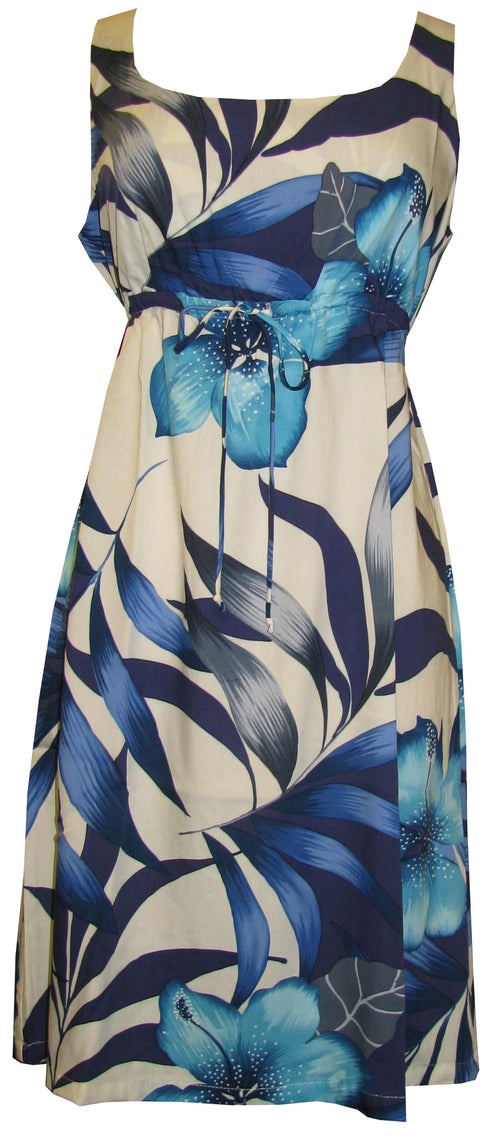 Delightful HIbiscus Women's Empire Tie Front Hawaiian Dress (Regular Fit)