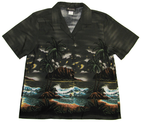 Moonlight Surf Women's Hawaiian Camp Shirt