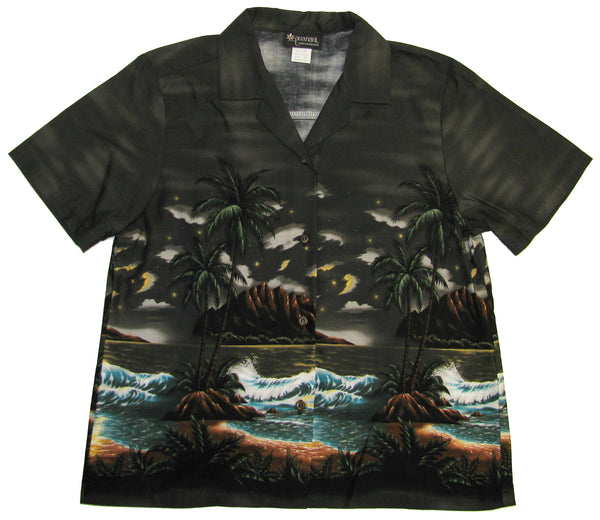 Moonlight Surf Women's Hawaiian Camp Shirt