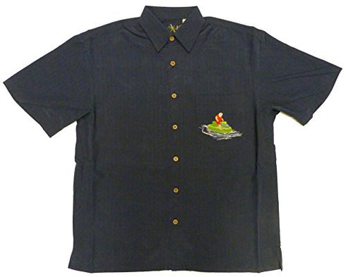 Bamboo Cay Mens Santa on Jet Embroidered Shirt