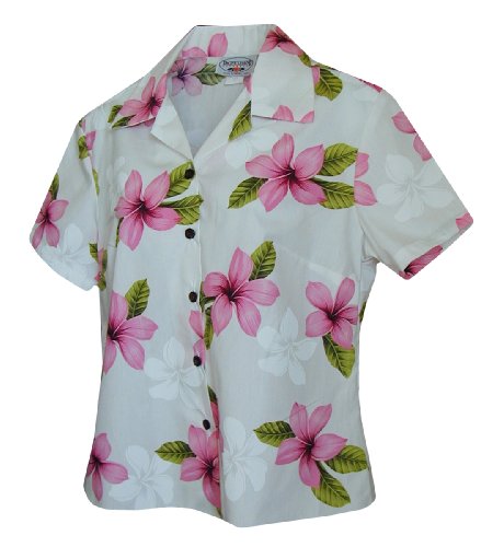 Pacific Legend Women's Single Tone Plumeria Fitted Shirt