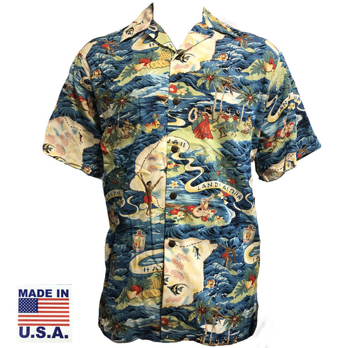 Land of Aloha Men's Classic Hawaiian Custom Made Shirt (Big or Tall Size)