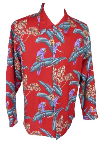 Jungle Bird Tom Selleck "Magnum PI" Kamehameha Style Mens Long Sleeve Shirt