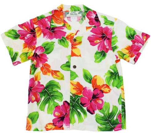 Two Palms Boy's Hibiscus Watercolor Rayon Shirt