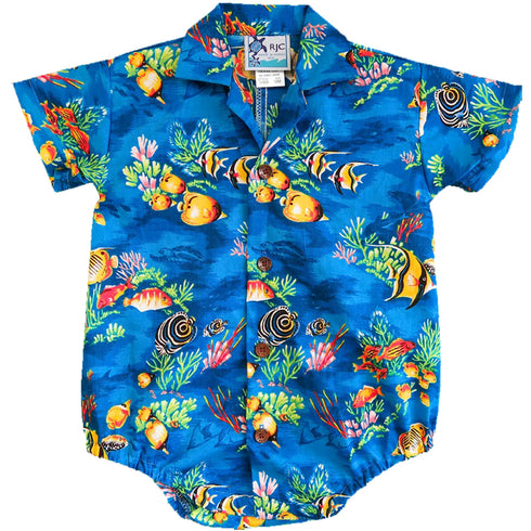 Underwater School Fish RJC Hawaiian Boys Onesie