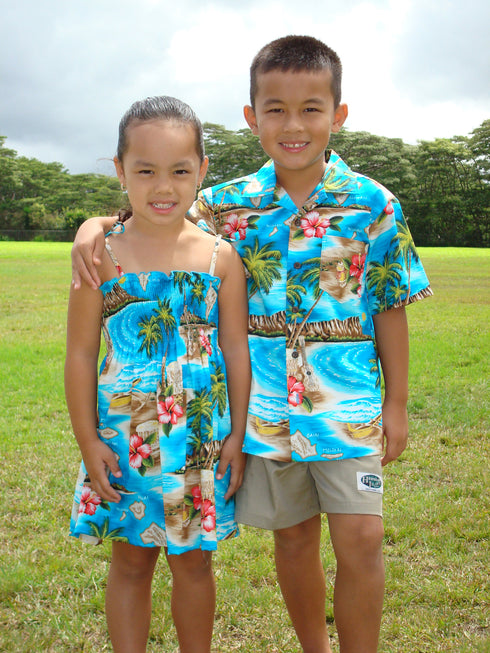 RJC Girl's Hibiscus Hawaiian Islands Hawaiian Smocked Dress