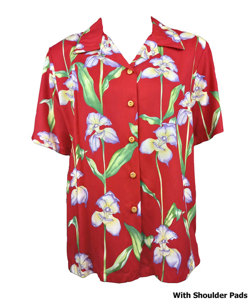 Orchid Panel Women's Hawaiian Camp Shirt