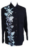 Paradise Found Mens Hibiscus Panel Kamehameha Style Long Sleeve Shirt