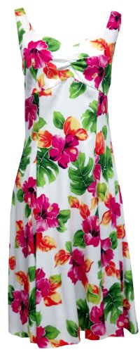 Two Palms Women's Hibiscus Watercolor Empire Princess Flare Dress