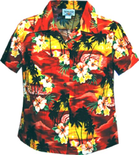 Pacific Legend Womens Brilliant Hawaiian Sunset Fitted Shirt