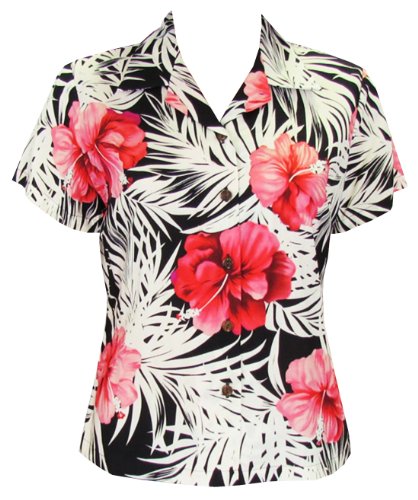 Two Palms Women's Big Hibiscus Fitted Blouse