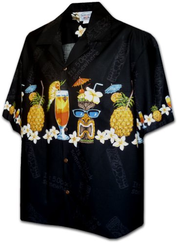 Pacific Legend Mens S to 4X Tiki Tropical Cocktail Chest Band Shirt