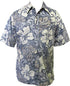 Made in USA - Go Barefoot Men's Texture Hibiscus Reverse Aloha Shirt