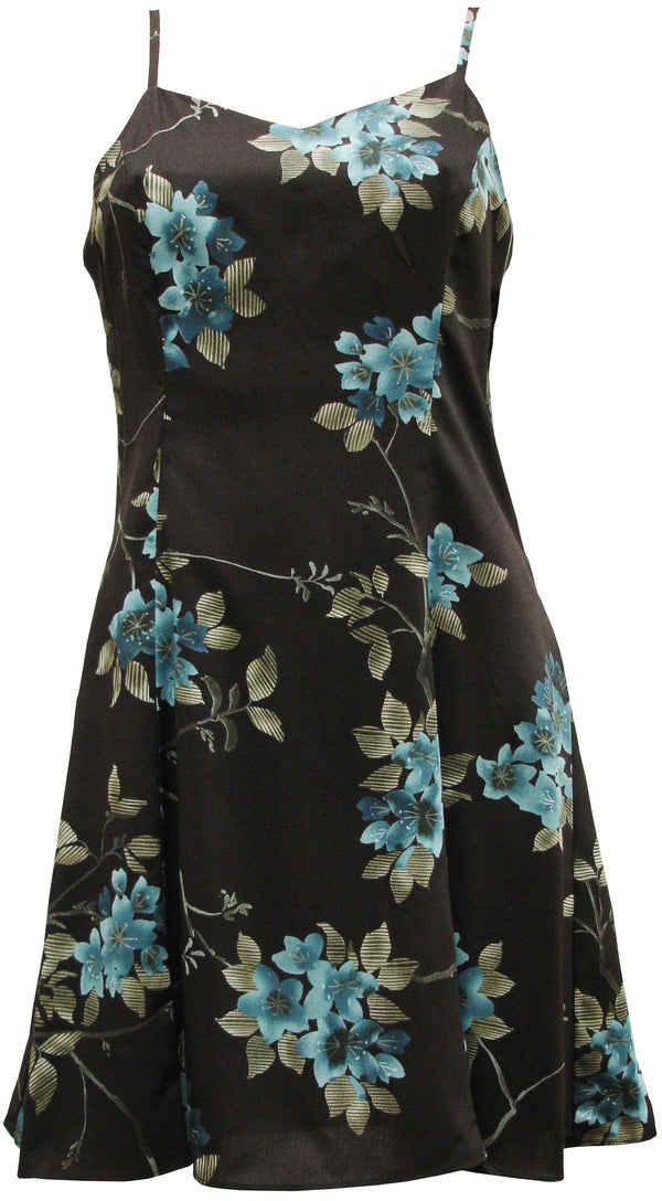 Sakura Cherry Blossoms Women's Princess Seam Flared Hawaiian Dress (Petite Size)