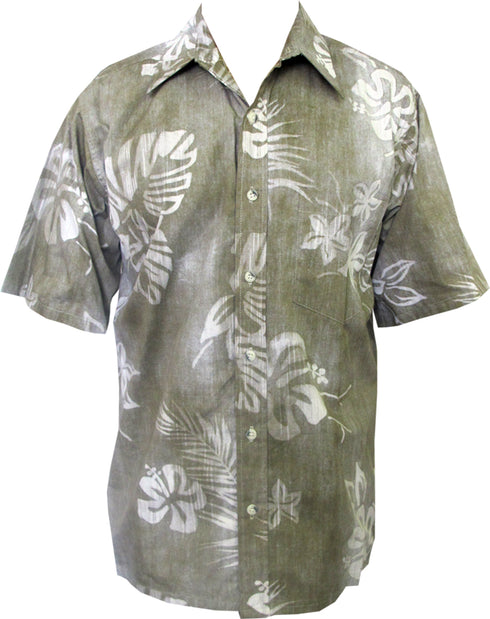 Made in USA - Go Barefoot Men's Ape Leaf Reverse Aloha Shirt