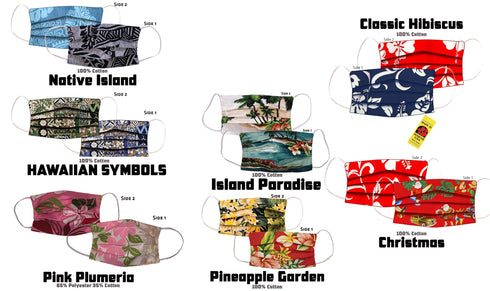 RJC Hawaiian Pleated Cotton Face Masks