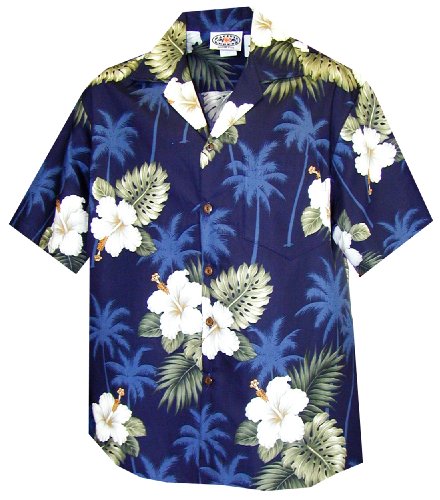 Pacific Legend Women's White Hibiscus Monstera Camp Shirt