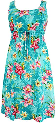 Orchid Parrot Women's Empire Tie Front Hawaiian Dress (Generous Fit)