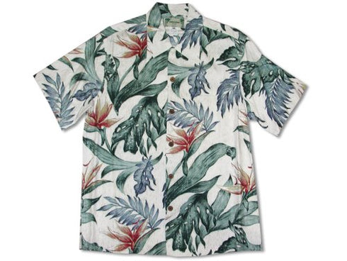 Bird Of Paradise- Herringbone Kamehameha Vintage Men's Hawaiian Aloha Shirt