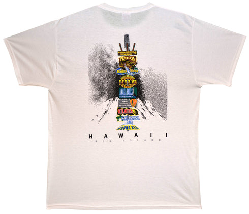 Hawaii Island Signpost Screenprinted Hawaiian T-Shirt